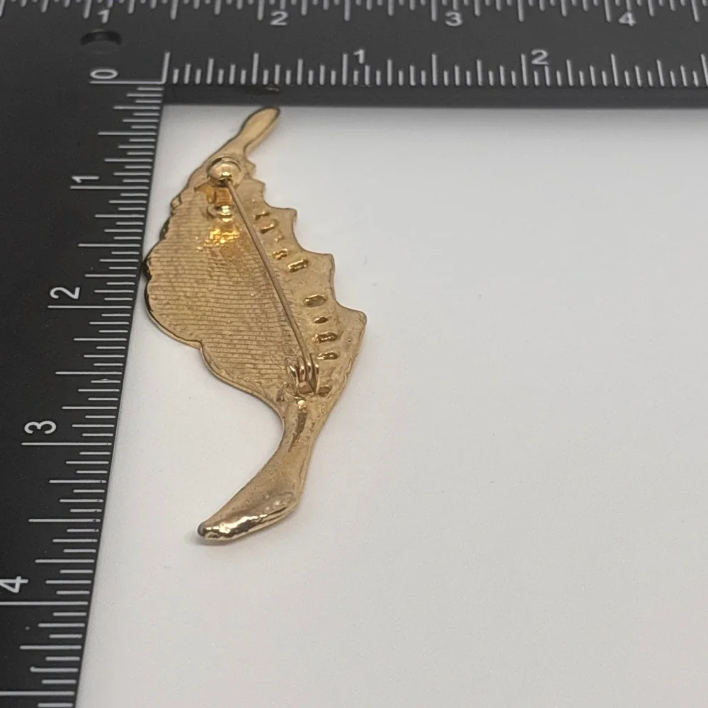 Gold Tone Red Enamel Crystal Leaf Brooch Pin Fashion Jewelry‎